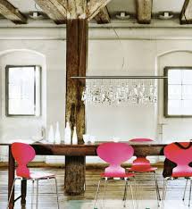 Love The Mix Of Modern Fuschia Chairs With The Large Rustic Dining Table Pink Dining Chairs Furniture Styles Decor