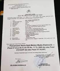 Laporan sudah kita terima, nanti akan coba kita pelajari oleh penyidik dalam hal ini. Beredar Surat Laporkan Vijaya Ke Polisi Jelang Kongres Pssi Indosport
