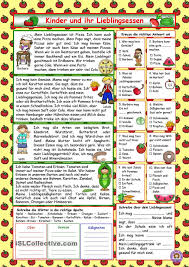 Lesetexte zum ausdrucken klasse 7 : Kinder Und Ihr Lieblingsessen Losung Deutsch Lernen Englisch Lesen Deutsch Lesen