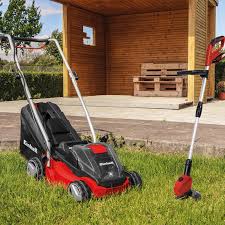 Lawn edgers can produce clean lines of separation between your grass and the driveway, sidewalk, or garden beds. Einhell Power X Change 2x18v 33cm Cordless Lawnmower 18v 24cm Grass Trimmer Kit 2 X 2 0ah