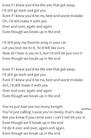 Is It Hot In Here Or Is It Just Me Song Lyrics Break Up In The End Lyrics By Cole Swindell Breakup Lyrics Here Lyrics In The End Lyrics
