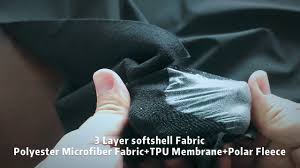 Microfiber (or microfibre) is synthetic fiber finer than one denier or decitex/thread, having a the shape, size, and combinations of synthetic fibers are selected for specific characteristics, including. Polyester 3 Layer Waterproof Softshell Fabric Microfiber Fabric Face Polar Fleece Back Youtube