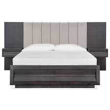 Upholstered bed with footboard shoprite delivery. Magnussen Home Wentworth Village B4995 60g King Wall Bed With Two Nightstands Channel Tufted Headboard Footboard Storage Upper Room Home Furnishings Pier Beds