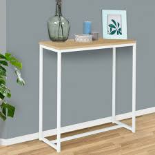Console classique en bois blanc et plateau en bois comprenant 3 tiroirs avec poignées métal. Meuble Console D Entree Pas Cher Style Industriel Detroit Id Market