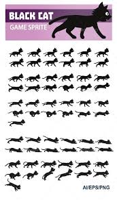 Black Cat Game Sprite Is Designed For 2d Side Scrolling Type Of Endless Running Game It Is Suitable For Indie Or Kitty Games Pixel Animation Walking Animation