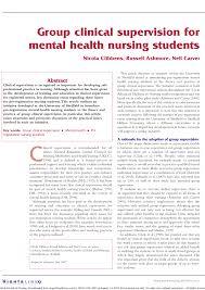 Pdf Group Clinical Supervision For Mental Health Nursing