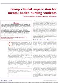 Pdf Group Clinical Supervision For Mental Health Nursing