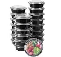 Amazon.com: FULING 24 oz 50 ct Round Meal Prep Food Storage Containers with Lids To Go Plastic Lunch Plan Box Disposable Take Out Bowls Black BPA Free ...