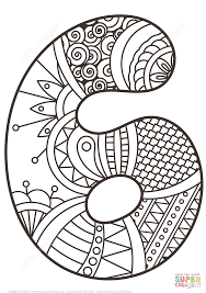Number 6 Zentangle Super Coloring Coloring Pages Coloring Pages For Kids Free Printable Coloring Pages