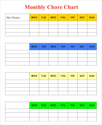 Printable Chore Chart 16 Free Pdf Documents Download