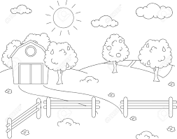 Free coloring pages & books for kids. Paisaje Rural Con Granero Corral Campos Y Arboles Frutales Libro De Colorear Ilustracion Vectorial Ilustraciones Vectoriales Clip Art Vectorizado Libre De Derechos Image 49364138