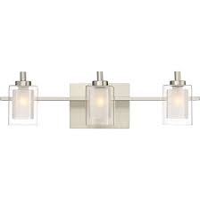 James Allan Mvbf9641bn Brushed Nickel Vermillion 3 Light 21 Wide Led Bathroom Vanity Light With Outer Clear Glass And Heavy Sand Blast Inner Glass Lightingdirect Com