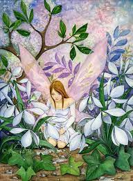 Snowdrop Dew Signed Archival Print Spring Flower Fairy Etsy In 2021 Fairy Paintings Unicorn And Fairies Art