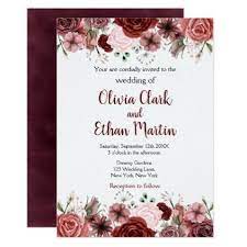 Rustic Burgundy Watercolor Floral Invitation Zazzle Com Watercolor Floral Invitation Wedding Invitations Floral Invitation