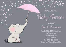 Pink Elephant W Umbrella Baby Shower Printable Baby Shower Invitations Umbrella Baby Shower Elephant Baby Shower Invitations