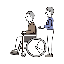 おじいさんが乗った車椅子を押すおばあさんのイラスト フリーのイラスト素材集 ソコスト 車椅子 イラスト イラスト 女性 イラスト
