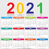 Calendar 2021 in multi colours. 1