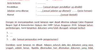 Surat lamaran kerja umum biasanya digunakan untuk melamar sebuah pekerjaan pada sekolah, perusahaan ( pt ), bimbingan belajar dan. Format Terbaru Contoh Surat Lamaran Pernyataan Cpns Kementerian Hukum Dan Ham Rekrutmen Lowongan Kerja Bulan Juli 2021
