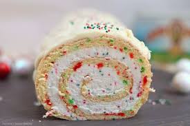 This Cake May Not Be A Yule Log But It Is Certainly A Log That Brings Happiness And Joy This Moist Cake Is Roll Cake Recipe Vanilla Roll Cake Christmas Food