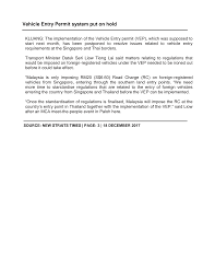 There is no immigration points system for workers. Http Www Mot Gov My My Berita 20terkini Vehicle 20entry 20permit 20system 20put 20on 20hold Pdf