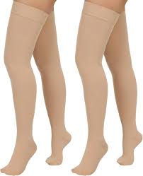 Totexil Compression Stockings, 20-30mmHg Thigh High, Open Toe, Silicone Dot  Band - Best Support for Varicose Veins