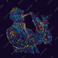 Jazz Saxophone Player Line Art Colorful Illustration Art Vector Png Transparent Clipart Image And Psd File For Free Download Desenho De Linha Arte Colorida Jazz Music