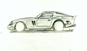 Black and classic ferrari sports cars lineup. Ferrari 250 Gto Side View Sketch Kunst