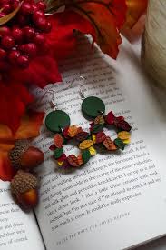 Sienna Wreath Autumn Wreath Polymer Clay Earrings Sterling Silver Thanksgiving Statement Earrings Gifts For Her Fall Accessories Jewelry In 2020 Clay Earrings Polymer Clay Earrings Diy Clay Earrings