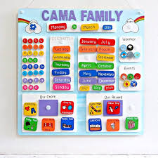 Kids Personalised Calendar Wooden Reward Chart Chores