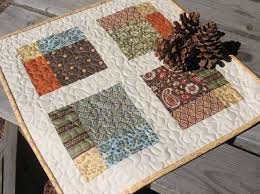 Pdf Pattern Four Square Table Topper Quilt Quilted Table Toppers Table Topper Patterns Table Toppers