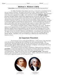 Madison, the court was asked to answer three questions. Marbury V Madison Worksheet