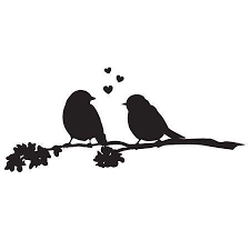 Black And White Kiss Silhouette Love Birds Stamp Bird Stamp Love Birds Art
