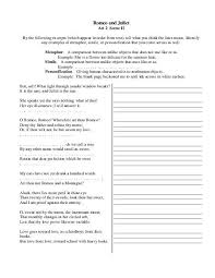 Romeo And Juliet Balcony Scene Close Reading Romeo And Juliet Close Reading Personification