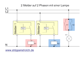 Im ersten step hab ich das ganze erst mal mit nur einem bewegungsmelder gemacht es müssen also beide bewegungsmelder eine bewegung registrieren und erst dann schaltet die lampe. Der Strippenstrolch Zwei Melder Auf Zwei Phasen