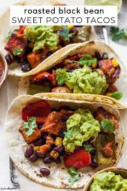 Black Bean Sweet Potato Tacos Recipe Video In 2020 Sweet Potato Tacos Vegan Dinner Recipes Roasted Sweet Potatoes