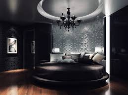 Contemporary 3d Wallpaper In Circular Bed Shape In Master Bedroom With Black Wallpaper Floral Patterns Cool 3d Wallpap Luxurious Bedrooms Round Beds Home Decor