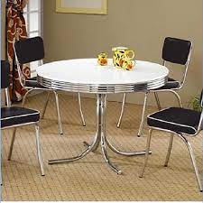 How does the back of an antique chair look like? Vintage Metal Dining Table 4 Person Round Kitchen Breakfast Nook Chrome White 804086053543 Ebay