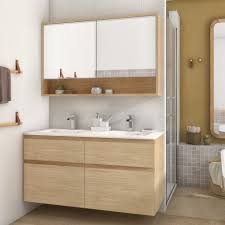 Maybe you would like to learn more about one of these? Meuble Double Vasque L 120 X H 62 5 X P 48 Cm Chene Naturel Natural Leroy Merlin