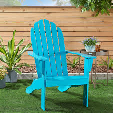 Mainstays Wooden Outdoor Adirondack Chair Turquoise Finish Solid Hardwood Walmart Com Wood Adirondack Chairs Outdoor Chairs Outdoor Patio Chaise Lounge