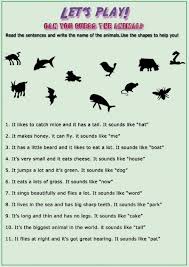 Show the volunteers only the first word. Animals Guessing Game Worksheet