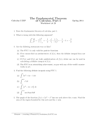 Geometric proof of ftc 2: The Fundamental Theorem Of Calculus Worksheet 23 Math 180 Docsity
