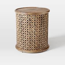 Carved Wood Side Table Large Natural Mango West Elm In 2020 Side Table Wood Coffee Table Wood Side Table