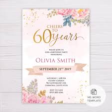 Download and use 10,000+ birthday flowers stock photos for free. Blush Gold Watercolor Flowers Cheers To 60 Years 60th Birthday Invitation Template Dgtally