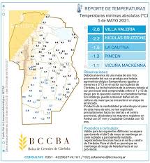 Con respecto a las temperaturas, variarán entre una máxima de 17 y una mínima de 6 grados centígrados. Se Registraron Temperaturas De Hasta 2 8 Bajo Cero En Zonas De La Provincia De Cordoba Agroverdad Noticias E Informacion Del Agro