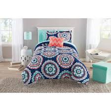 Black And Teal Comforter Set Walmart Buy Mainstays Navy Medallion Bed In A Bag At Walmart Com Medallion Bedding Teal Bedding Teal Bedding Sets