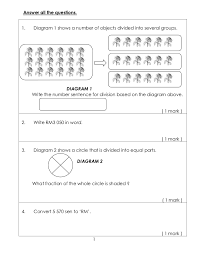 Ujian mac 2018 matematik tahun 2 pilih jawapan yang betul. Ujian Matematik Tahun 3 Kertas 2