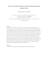 What is in it for them? Pdf The Uses Of Cost Beneï¬t Analysis In Public Transportation Decision Making In France