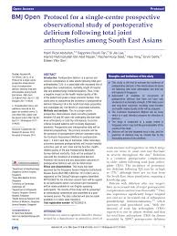 Pdf Protocol For A Single Centre Prospective Observational Study Of Postoperative Delirium Following Total Joint Arthroplasties Among South East Asians