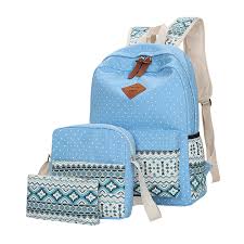 Lowestbest Lowestbest Elementary School Backpack For Teens Clearance Light Blue Fashion Canvas Backpack For Women Girls 3pcs Backpacks For Middle School College Walmart Com Walmart Com