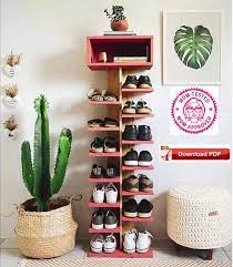 Shoe Rack Plan Shoe Tower Plan Shoe Shelf Plan Shoe Organizer Etsy Sapateiras Criativas Modelos De Sapateiras Diy Moveis